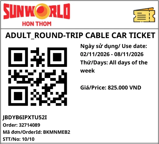 Hòn Thơm cable car ticket STT 10